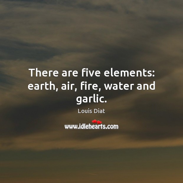There are five elements: earth, air, fire, water and garlic. Louis Diat Picture Quote