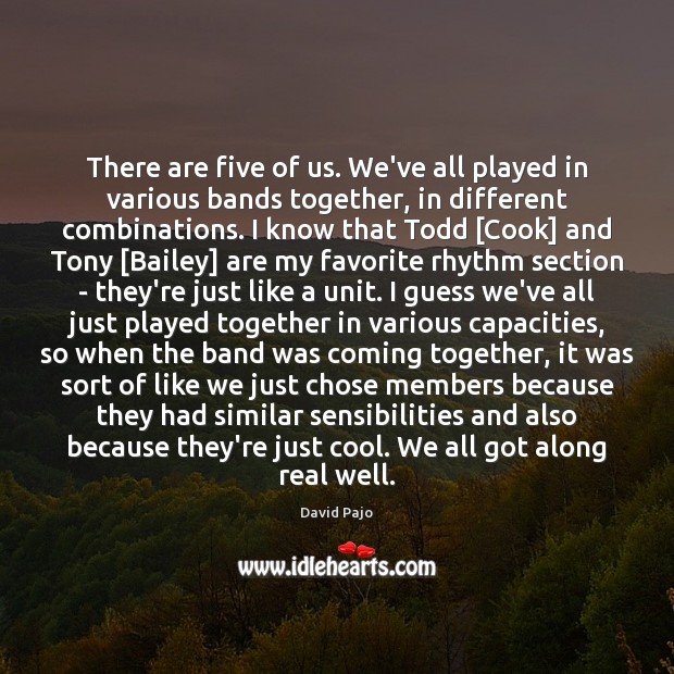 There are five of us. We’ve all played in various bands together, David Pajo Picture Quote