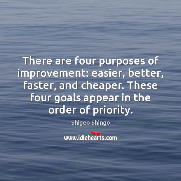There are four purposes of improvement: easier, better, faster, and cheaper. These Priority Quotes Image