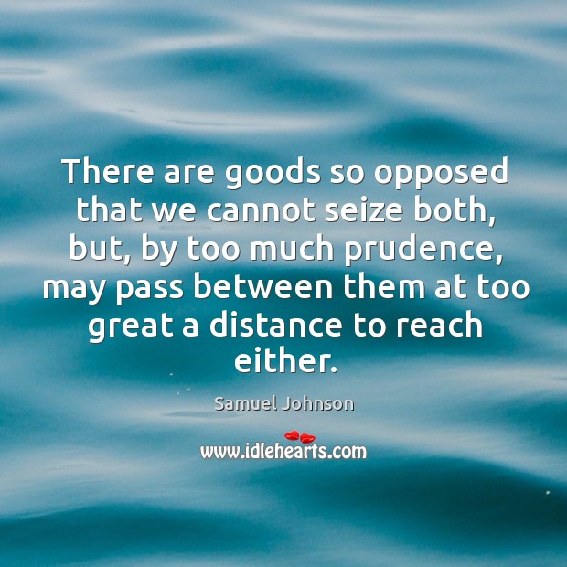 There are goods so opposed that we cannot seize both, but Samuel Johnson Picture Quote