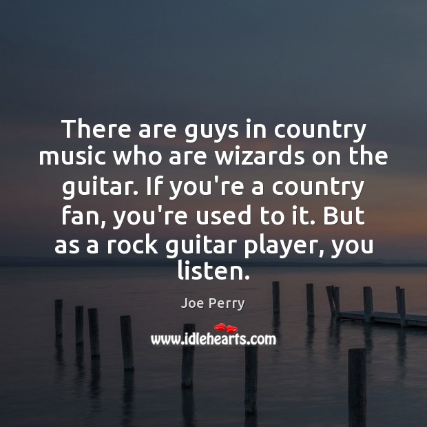 There are guys in country music who are wizards on the guitar. Joe Perry Picture Quote