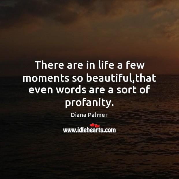There are in life a few moments so beautiful,that even words are a sort of profanity. 