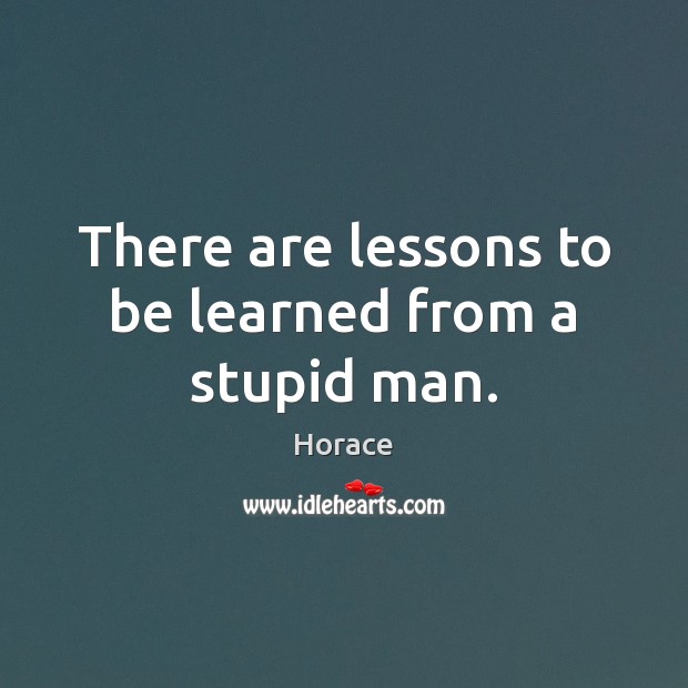There are lessons to be learned from a stupid man. Horace Picture Quote