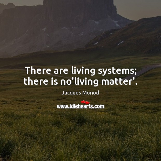There are living systems; there is no’living matter’. Image