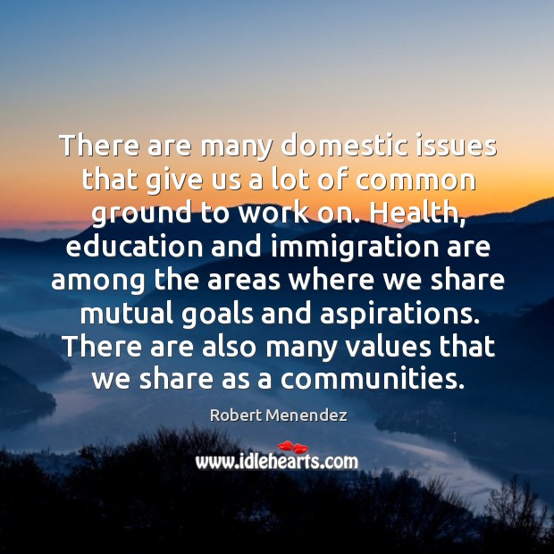 There are many domestic issues that give us a lot of common ground to work on. Image