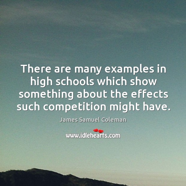 There are many examples in high schools which show something about the effects such competition might have. James Samuel Coleman Picture Quote