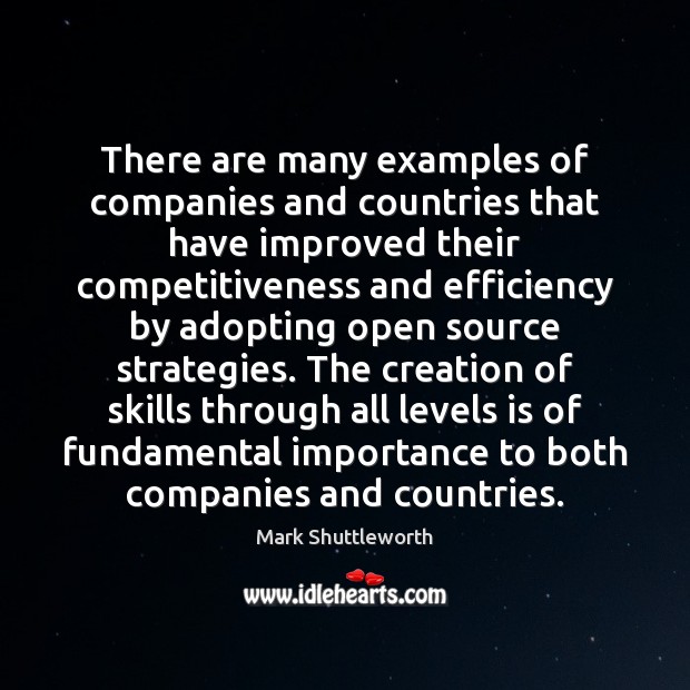 There are many examples of companies and countries that have improved their Mark Shuttleworth Picture Quote