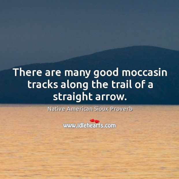 There are many good moccasin tracks along the trail of a straight arrow. Native American Sioux Proverbs Image