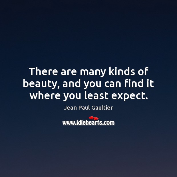 There are many kinds of beauty, and you can find it where you least expect. Jean Paul Gaultier Picture Quote