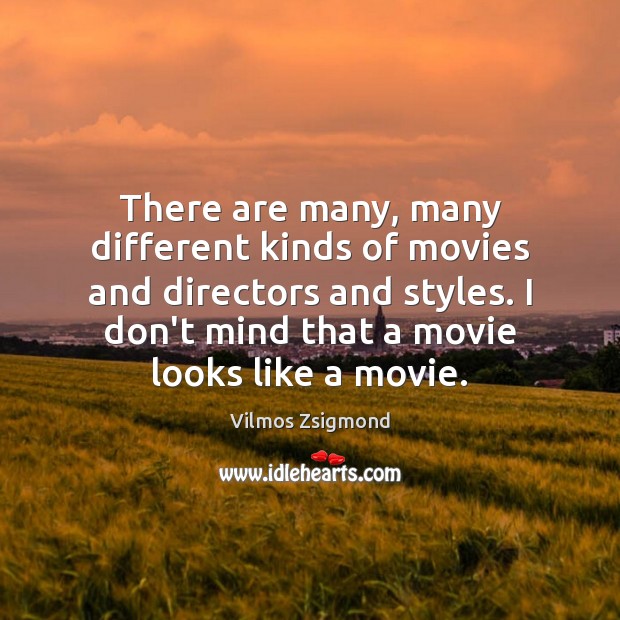 There are many, many different kinds of movies and directors and styles. Vilmos Zsigmond Picture Quote