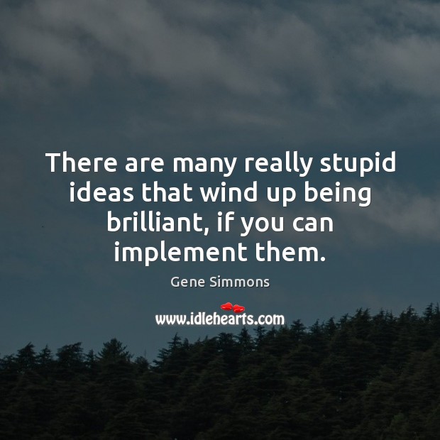 There are many really stupid ideas that wind up being brilliant, if Gene Simmons Picture Quote