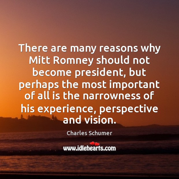 There are many reasons why Mitt Romney should not become president, but Charles Schumer Picture Quote