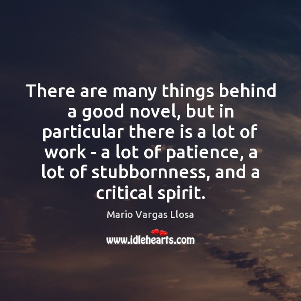 There are many things behind a good novel, but in particular there Mario Vargas Llosa Picture Quote