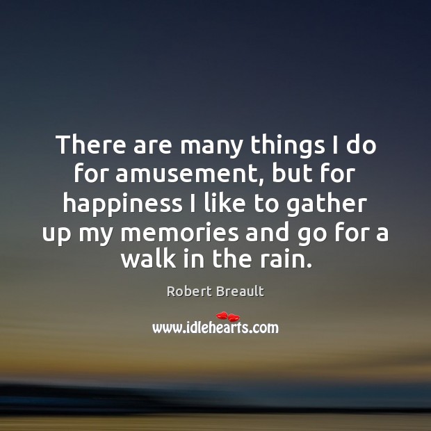 There are many things I do for amusement, but for happiness I Robert Breault Picture Quote