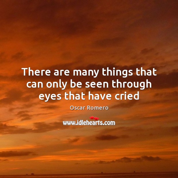 There are many things that can only be seen through eyes that have cried Oscar Romero Picture Quote