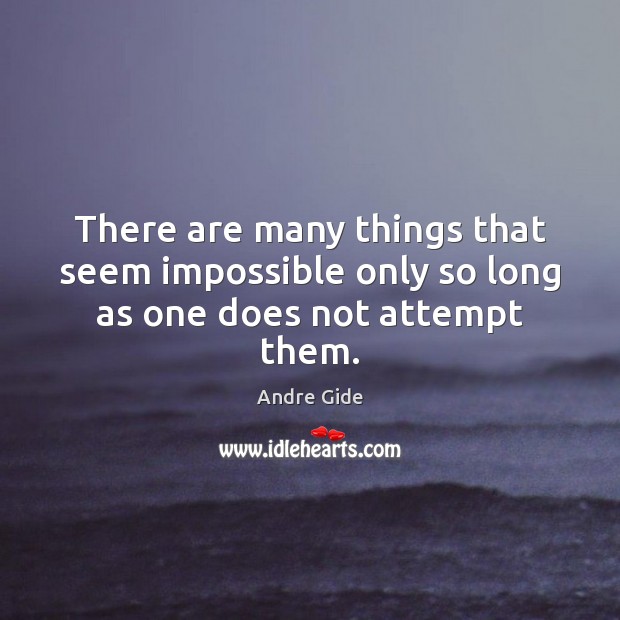 There are many things that seem impossible only so long as one does not attempt them. Image