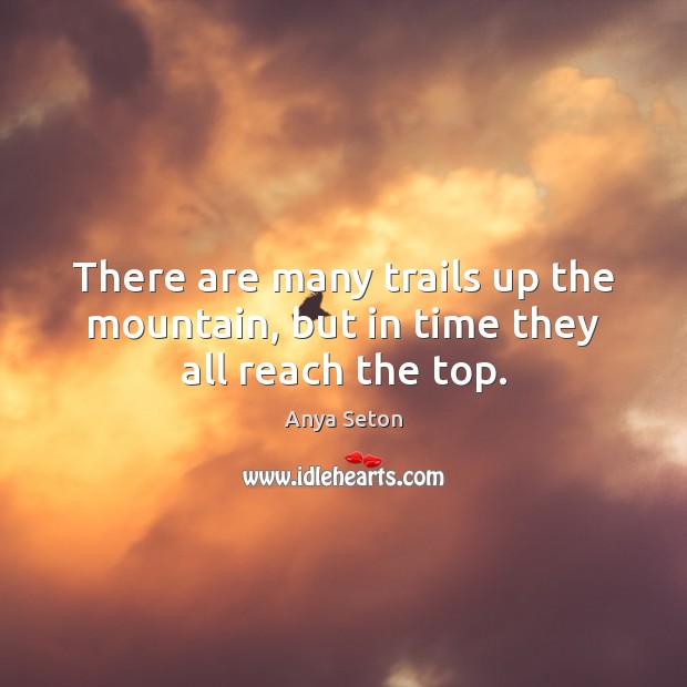 There are many trails up the mountain, but in time they all reach the top. Anya Seton Picture Quote