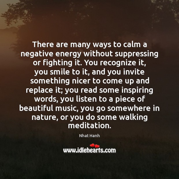 There are many ways to calm a negative energy without suppressing or Nhat Hanh Picture Quote
