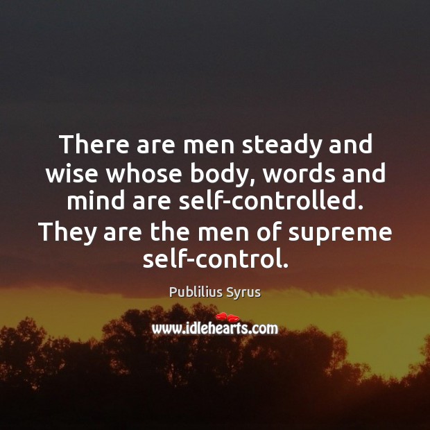 There are men steady and wise whose body, words and mind are Publilius Syrus Picture Quote