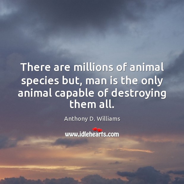 There are millions of animal species but, man is the only animal Anthony D. Williams Picture Quote