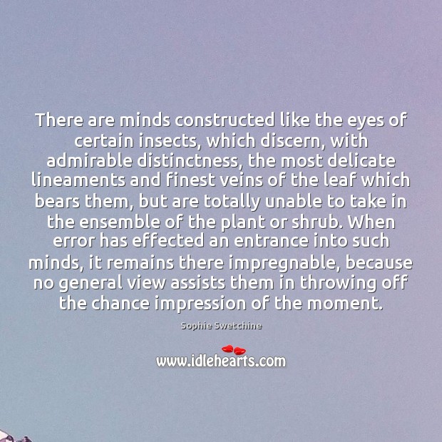 There are minds constructed like the eyes of certain insects, which discern, Sophie Swetchine Picture Quote