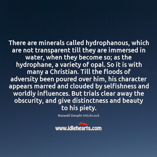 There are minerals called hydrophanous, which are not transparent till they are Roswell Dwight Hitchcock Picture Quote