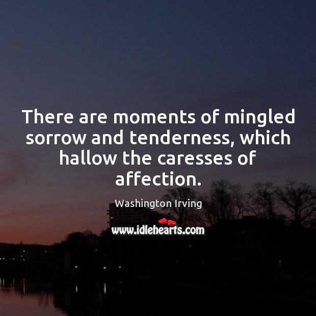 There are moments of mingled sorrow and tenderness, which hallow the caresses Washington Irving Picture Quote