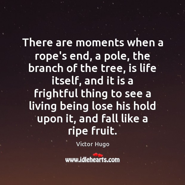 There are moments when a rope’s end, a pole, the branch of Victor Hugo Picture Quote
