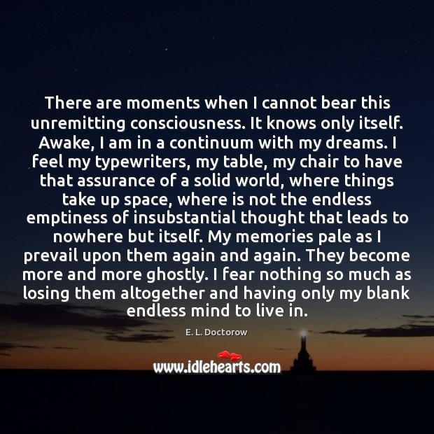 There are moments when I cannot bear this unremitting consciousness. It knows E. L. Doctorow Picture Quote