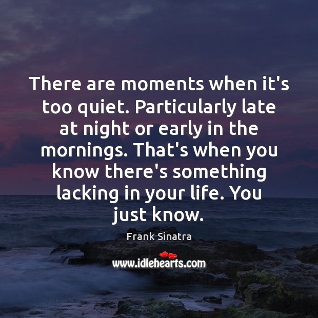 There are moments when it’s too quiet. Particularly late at night or Frank Sinatra Picture Quote