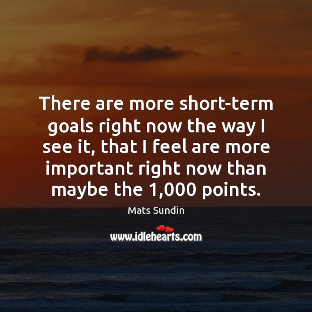 There are more short-term goals right now the way I see it, Mats Sundin Picture Quote