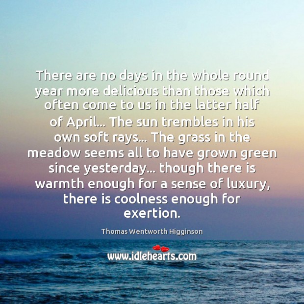 There are no days in the whole round year more delicious than Thomas Wentworth Higginson Picture Quote