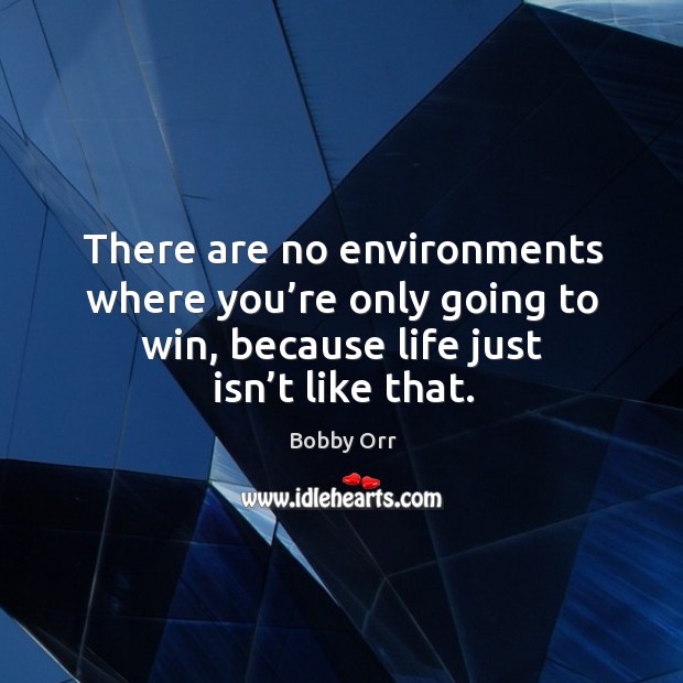There are no environments where you’re only going to win, because life just isn’t like that. Bobby Orr Picture Quote