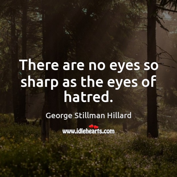 There are no eyes so sharp as the eyes of hatred. George Stillman Hillard Picture Quote