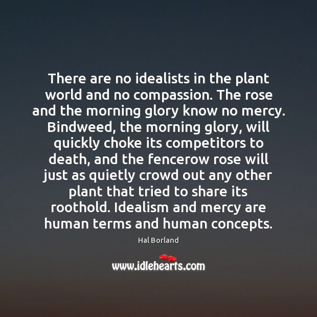 There are no idealists in the plant world and no compassion. The Hal Borland Picture Quote