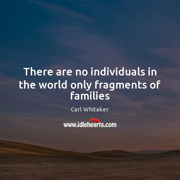 There are no individuals in the world only fragments of families Carl Whitaker Picture Quote