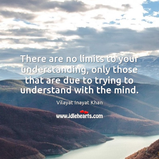 There are no limits to your understanding, only those that are due Vilayat Inayat Khan Picture Quote