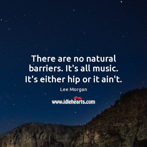 There are no natural barriers. It’s all music. It’s either hip or it ain’t. Image