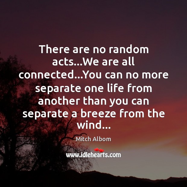There are no random acts…We are all connected…You can no Mitch Albom Picture Quote