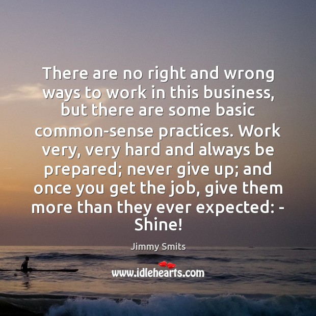 There are no right and wrong ways to work in this business, Never Give Up Quotes Image