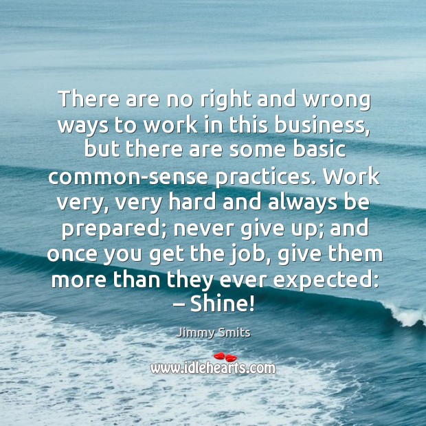 There are no right and wrong ways to work in this business, but there are some basic common-sense practices. Jimmy Smits Picture Quote