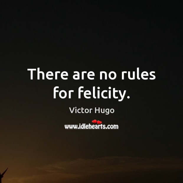 There are no rules for felicity. Victor Hugo Picture Quote