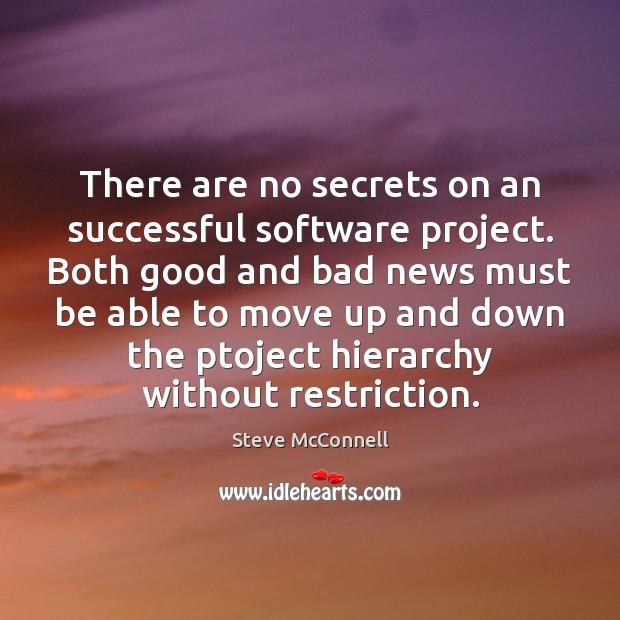There are no secrets on an successful software project. Both good and Steve McConnell Picture Quote