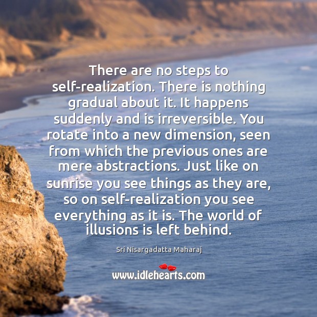 There are no steps to self-realization. There is nothing gradual about it. Sri Nisargadatta Maharaj Picture Quote