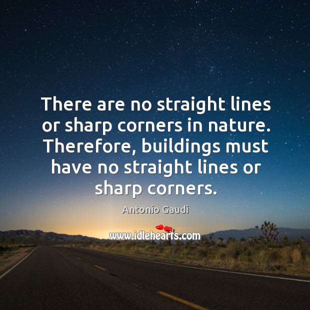 There are no straight lines or sharp corners in nature. Therefore, buildings Antonio Gaudi Picture Quote