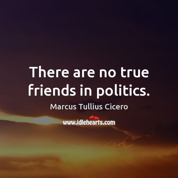 There are no true friends in politics. Marcus Tullius Cicero Picture Quote