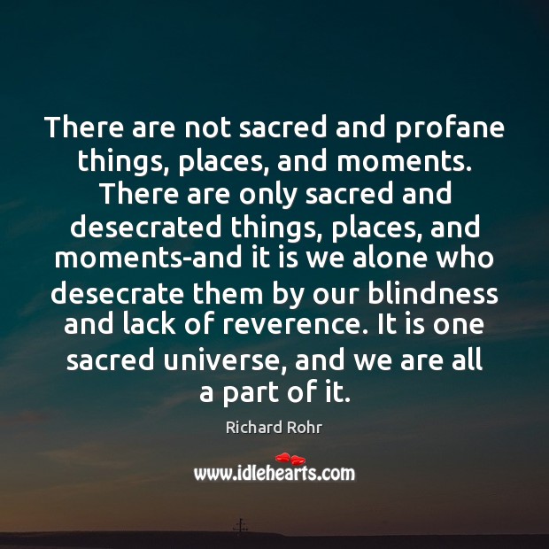 There are not sacred and profane things, places, and moments. There are Richard Rohr Picture Quote