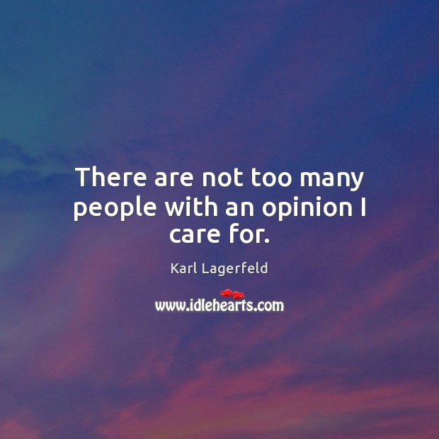 There are not too many people with an opinion I care for. Karl Lagerfeld Picture Quote