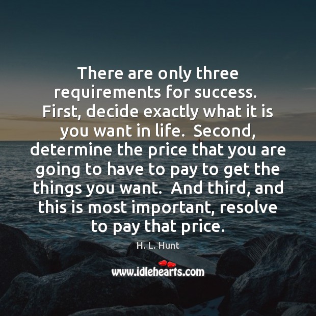 There are only three requirements for success.  First, decide exactly what it Image