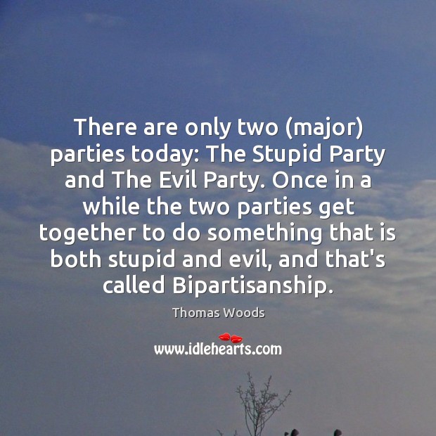 There are only two (major) parties today: The Stupid Party and The Thomas Woods Picture Quote